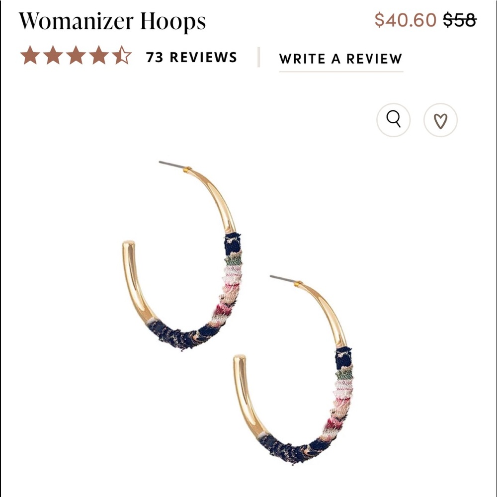 NWOT TAGS -Uncommon James Womanizer Hoops in Gold with Pink, Navy & Green Thread